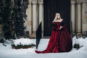 Red/black Gothic Sleeping Beauty Alternative Wedding Gown