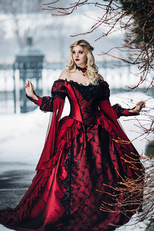 Red/black Gothic Sleeping Beauty Alternative Wedding Gown Romantic Threads Red/black Gothic Sleeping Beauty Alternative Wedding Gown Romantic Threads