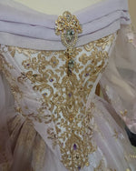 SOLD! Fantasy Belle Rapunzel lavendar/gold Princess Gown Wedding Cosplay