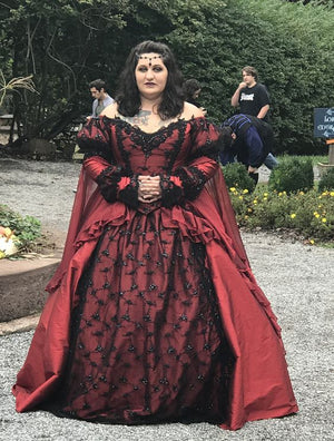 black and red wedding dresses plus size Illusion Long Sleeve Sequined Black Red Plus Size Wedding Dress