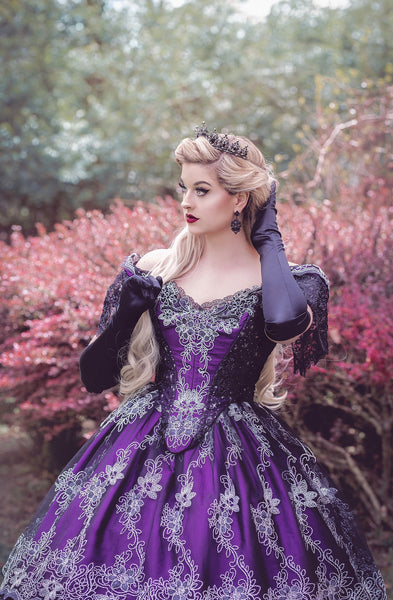 purple gothic dress Sale! Purple, Black and Silver Gothic Victorian Gown -Medium