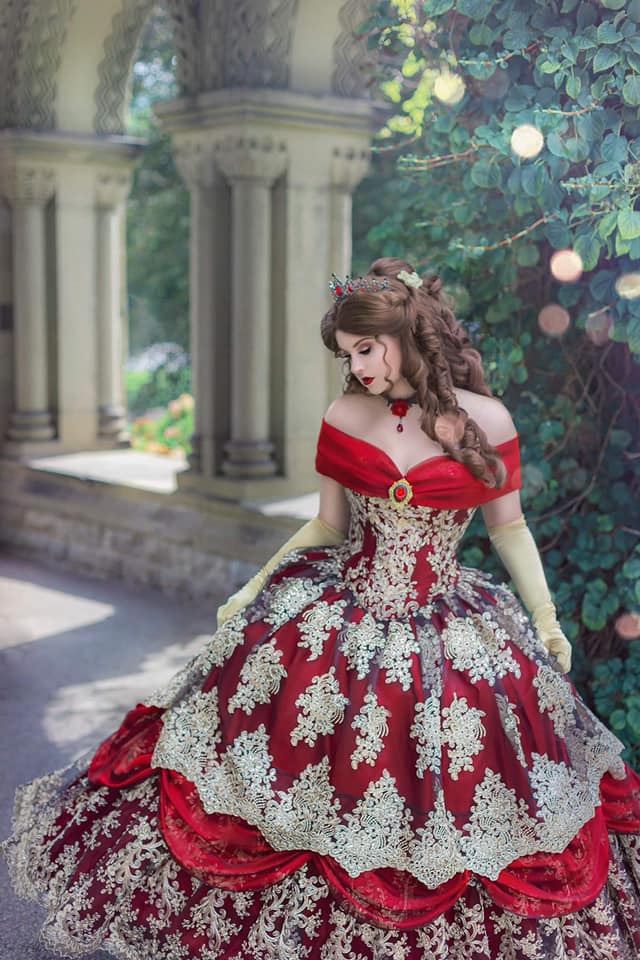 SOLD OUT Gorgeous Red/black and Gold Gothic Belle Gown Custom