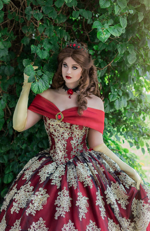 SOLD Gothic Belle Red/Black and Gold Fantasy Beauty and the Beast Gown Romantic Threads SOLD Gothic Belle Red/Black and Gold Fantasy Beauty and the Beast Gown Romantic Threads