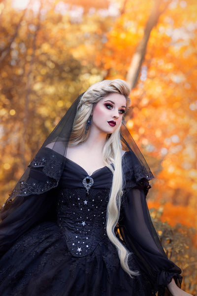 Starry Night Gown Victorian Gothic Wedding Gown New style....black lac Romantic Threads Starry Night Gown Victorian Gothic Wedding Gown New style....black lac Romantic Threads
