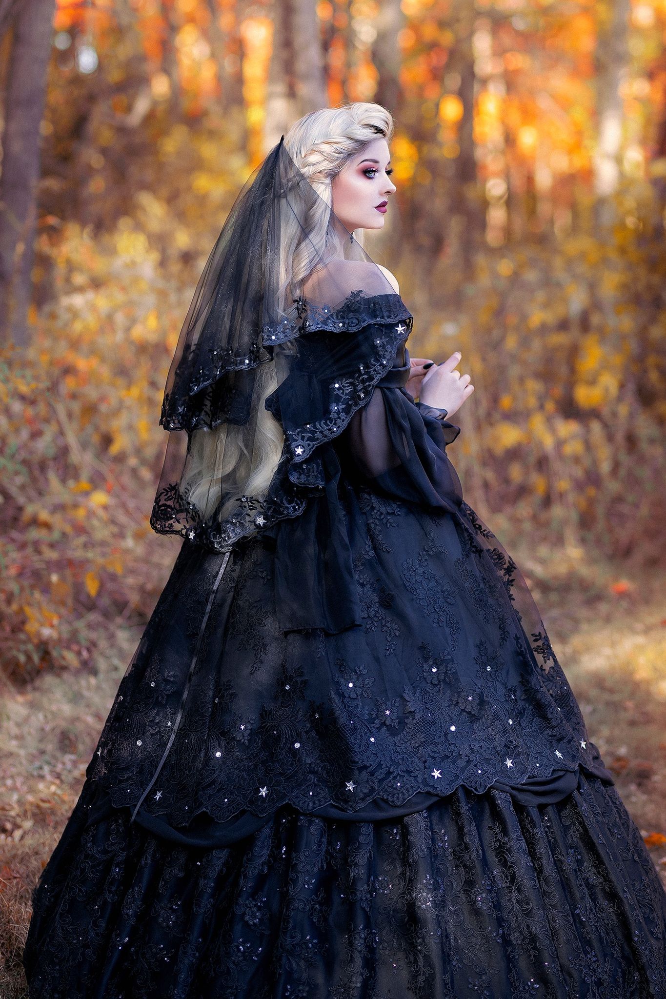Starry Night Gown Victorian Gothic Wedding Gown New style.black