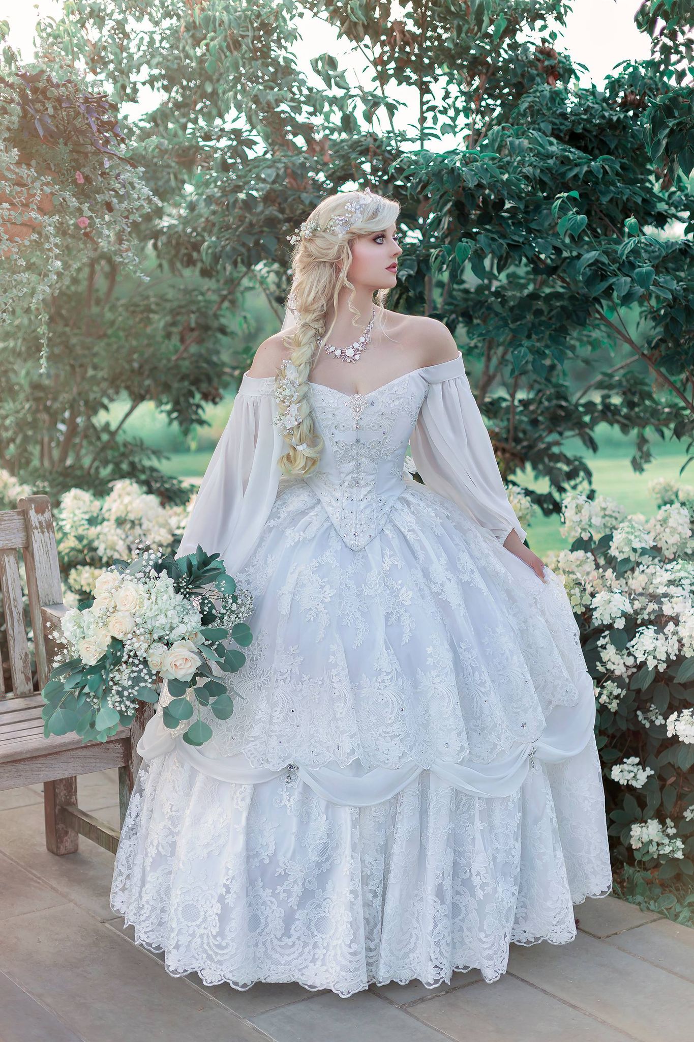 Belle Lace Victorian Gown Disney Princess Wedding Gown Custom Small
