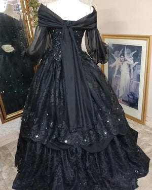 plus size gothic dress Starry Night Gothic Plus Size Gown Custom – Romantic Threads