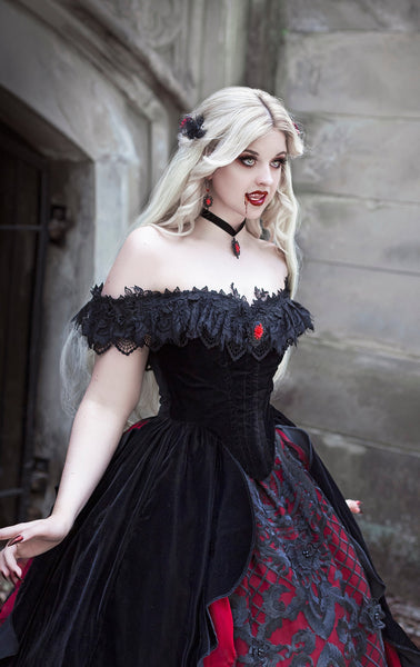 1810 Regency Ball Gown- Red Velvet | Tastefully Timeless