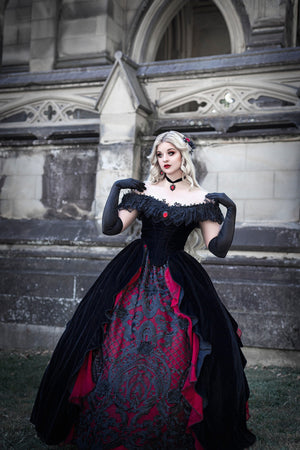 SOLD OUT Victorian Vampire Gothic Red/black Velvet Gown