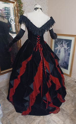 Victorian Vampire Gothic Red/black Velvet Gown Romantic Threads Victorian Vampire Gothic Red/black Velvet Gown Romantic Threads