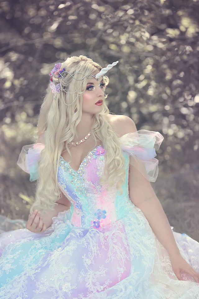 Fairy Fantasy Pastel Unicorn Rainbow Gown – Romantic Threads